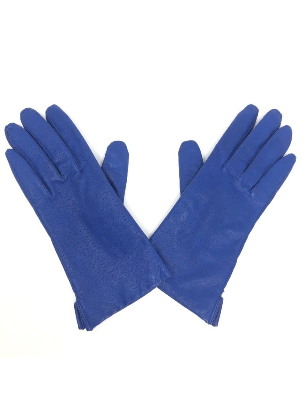 Leather Gloves Womens Large Royal Blue Knit Lining Winter Warm Casual Perforated